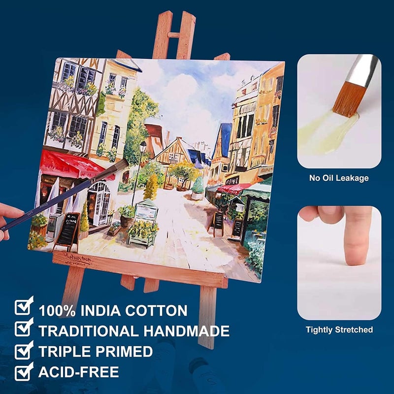 Artkey Stretched Canvases for Painting 12x12 Inch 7-Pack, 10 oz Triple Primed Acid-Free 100% Cotton Blank Canvas, Square Canvas for Oil Paint Acrylics Pouring & Wet Art Media, Pour Painting - Image 3
